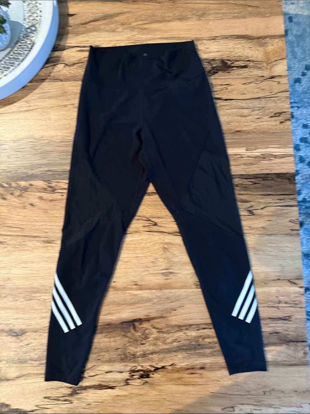 adidas Black Leggings with White Stripes